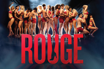 Rouge logo with dancers wearing red underwear