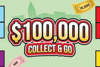 $100,000 Collect & Game with game piece and game board 